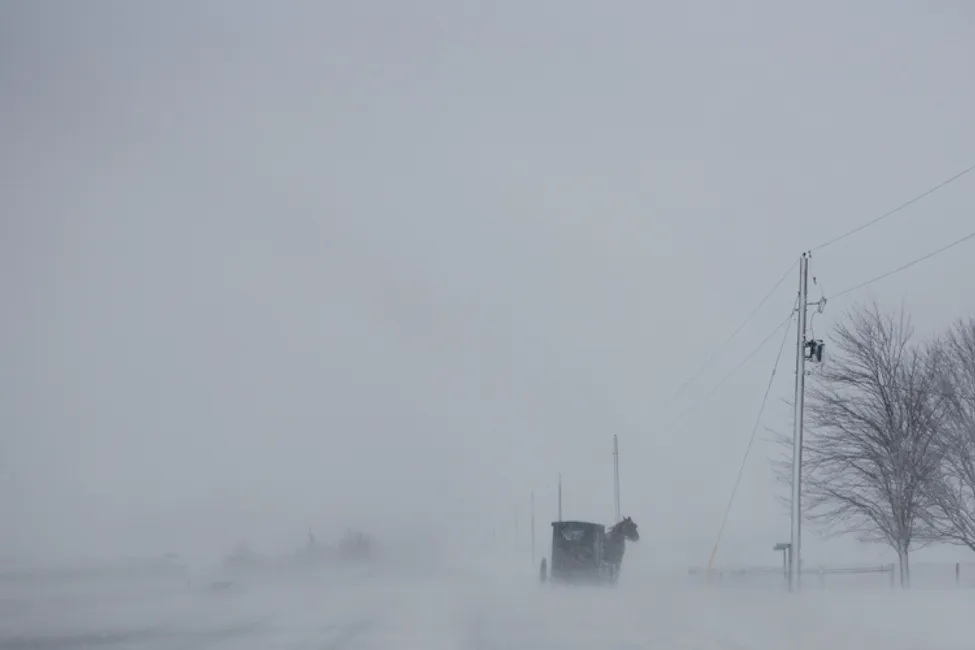 amish in a snow storm
